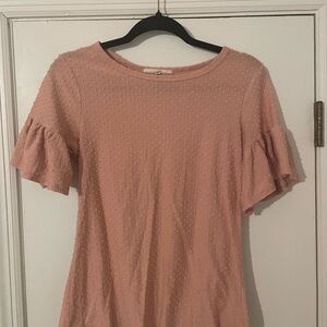 Pink Ruffled Flutter Sleeve Blouse